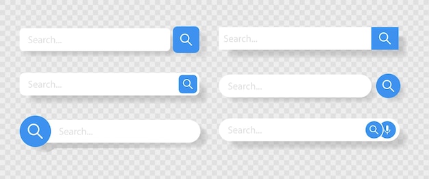 Barre de recherche pour la conception de l'interface utilisateur et le site Web sur fond blanc Adresse de recherche et icône de la barre de navigation Collection de modèles de formulaire de recherche pour les sites Web illustration vectorielle