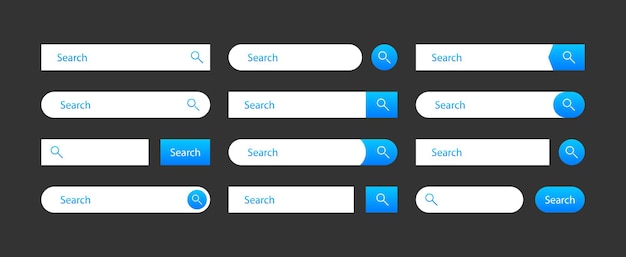 Barre de recherche pour l'utilisateur Collection d'éléments pour la conception d'interface de site Web Formulaire de recherche ou modèle de barre de navigation Illustration vectorielle