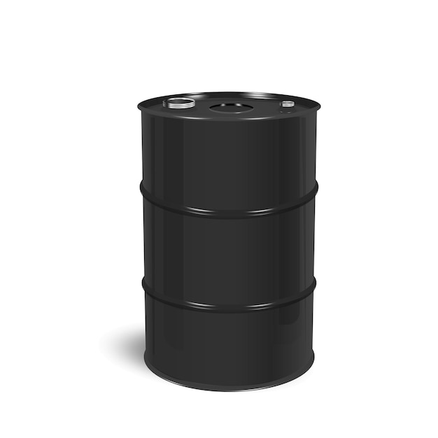 Vecteur barrel métallique noir avec illustration vectorielle de pétrole isolée sur fond transparent