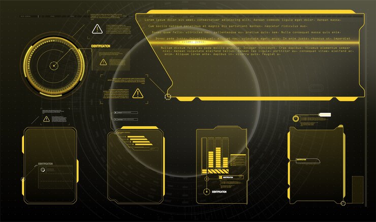 Barres de boîte d'informations et modèles de disposition de cadre d'informations numériques modernes. Bon pour le jeu UIUX.