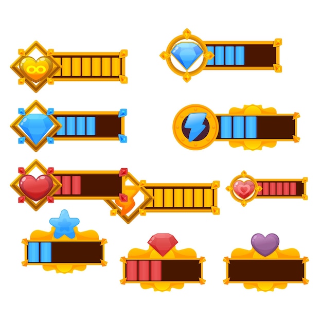 Des barres d'expérience de jeu d'arcade de 8 pixels et des niveaux d'énergie des éléments d'interface de l'interface utilisateur vectorielle