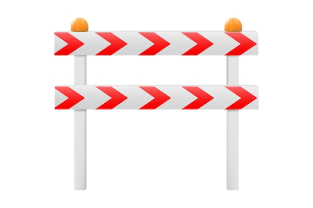 Vecteur barrière routière de protection avec des rayures rouges pour bloquer la route illustration vectorielle 3d réaliste de