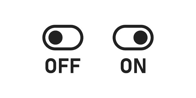 Basculer l'icône Slider on et off signe le bouton Basculer le symbole de l'application ui dans le vecteur plat