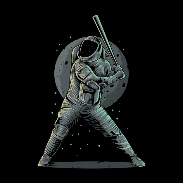 Baseball Astronaute Sur L'illustration De L'espace