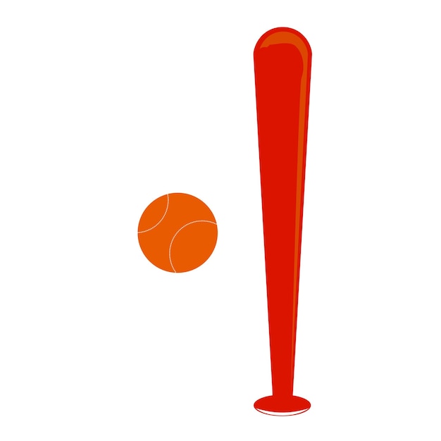 Baseball vectoriel simple et bâton isolé sur blanc