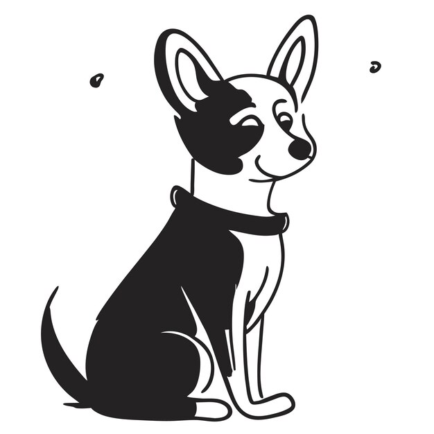 Vecteur basenji chien dessin animé dessiné à la main autocollant icône concept illustration isolée