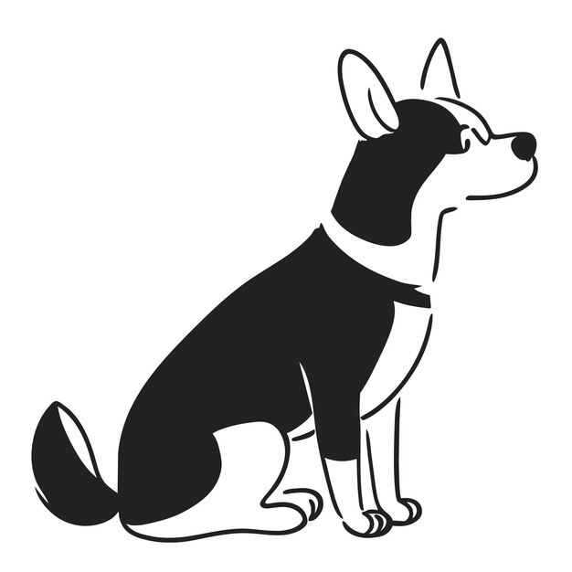 Vecteur basenji chien dessin animé dessiné à la main autocollant icône concept illustration isolée