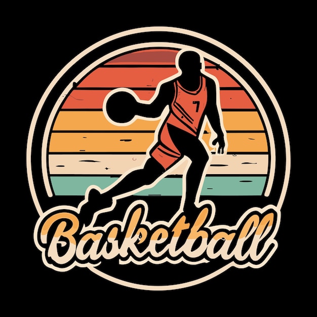Basket-ball Drôle Enfants Joueur De Basket-ball Rétro Vintage Conception De T-shirt De Basket-ball