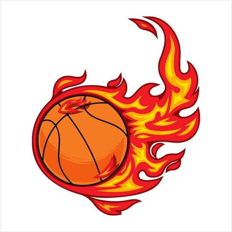 Vecteur basket-ball en feu illustration vectorielle