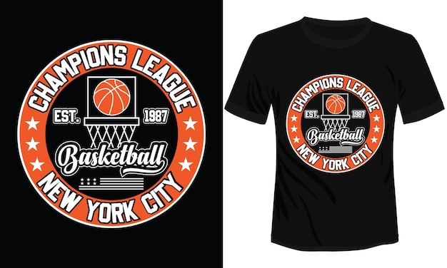 Basket-ball New York City T-shirt Design Illustration vectorielle