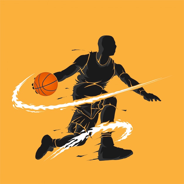 basket dribble flamme sombre silhouette