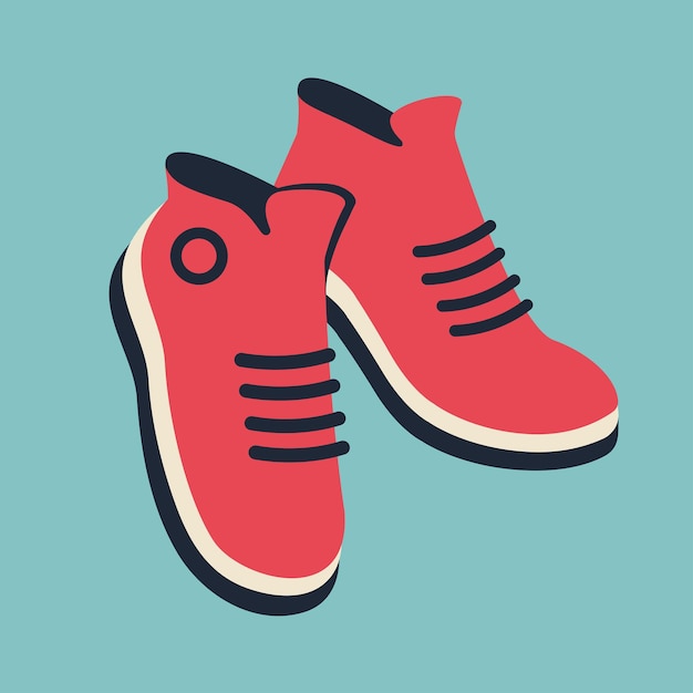 Baskets à La Mode Modernes Isolées Sur Fond Bleu Icône De Remise En Forme Chaussures Rouges Colorées Dans Un Style Rétro Illustration Vectorielle à Plat Pour Un Mode De Vie Sain Sport Web Design Bannière Affiche Couverture Art