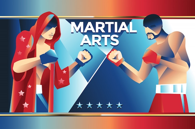 Vecteur bataille de deux combattants en combat d'arts martiaux ou combat ultime