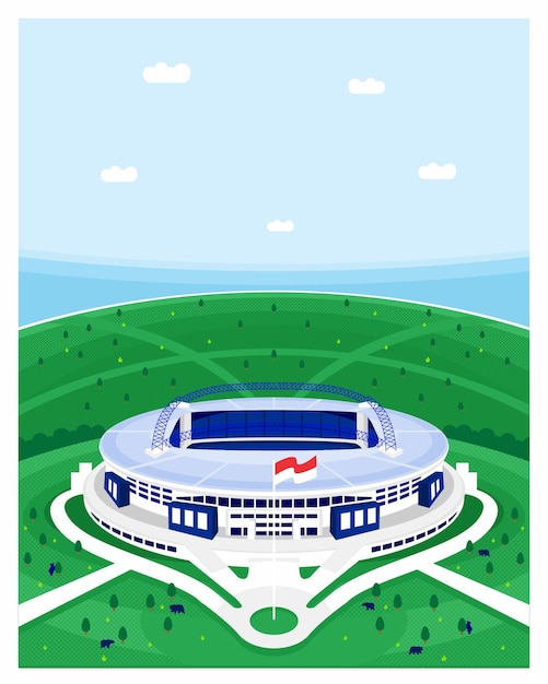 Batakan Stadium Balikpapan Indonésie Illustration Design Plat