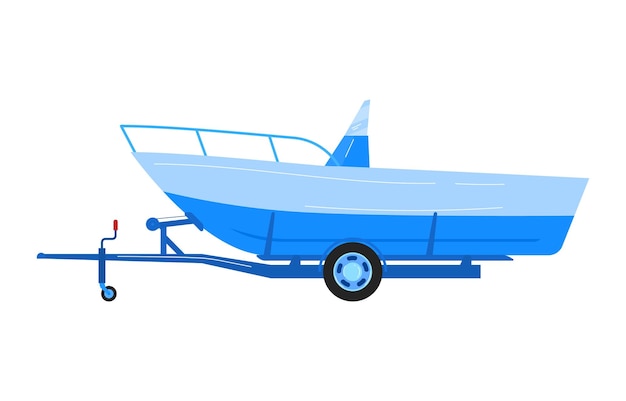 Vecteur bateau au transport de véhicule illustration vectorielle transport plat à l'icône de route isolé sur blanc
