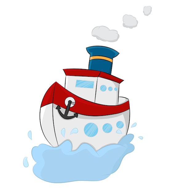 bateau de dessin animé bateau naviguant isolé