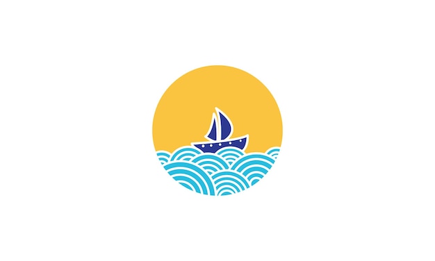 Bateau en papier avec coucher de soleil logo vecteur symbole icône design illustration graphique