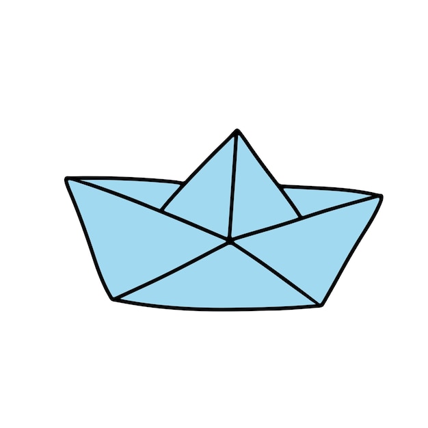 Vecteur bateau papier origami vector illustration isolé sur fond blanc doodle icône plate