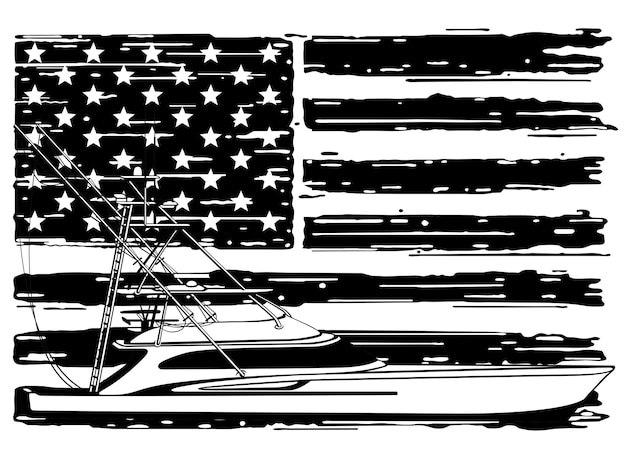 Vecteur bateau de pêche américain