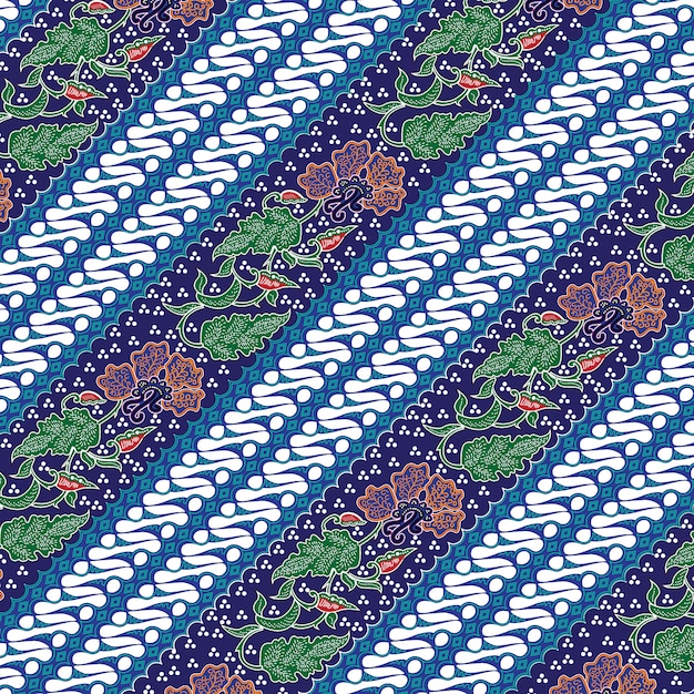 Batik indonésien avec couleur bleue dominante