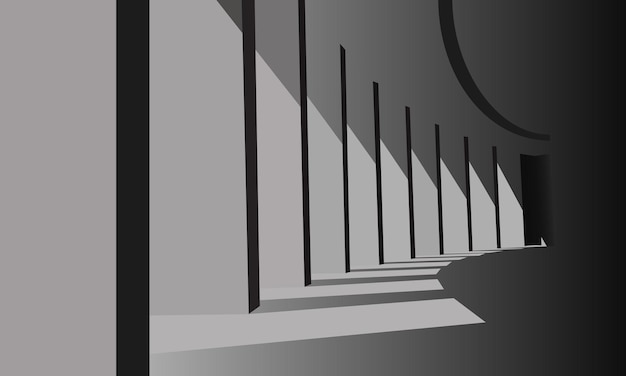Un bâtiment abstrait avec un flux de lumière entre les colonnes icône de couleur vectorielle Faisceaux de lumière
