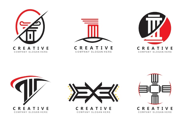 Bâtiment colonne pilier logo design bâtiment structure illustration vectorielle