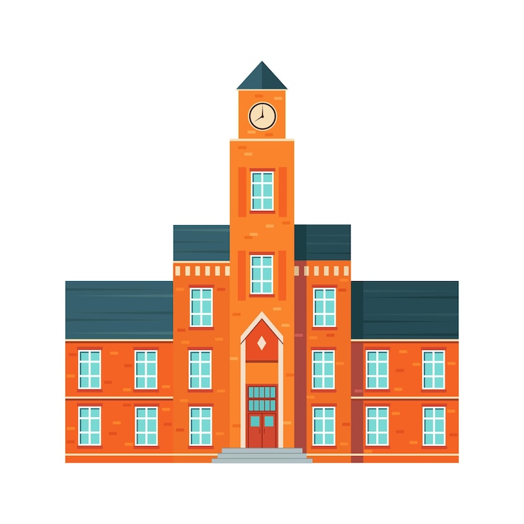 Vecteur bâtiment de l'école dans un style plat bâtiment du collège de l'école moderne illustration vectorielle