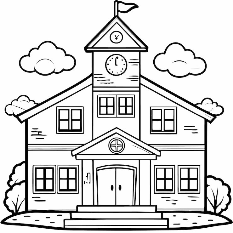 Vecteur un bâtiment pittoresque d'une école primaire avec une aire de jeux vibrante et des pelouses verdoyantes