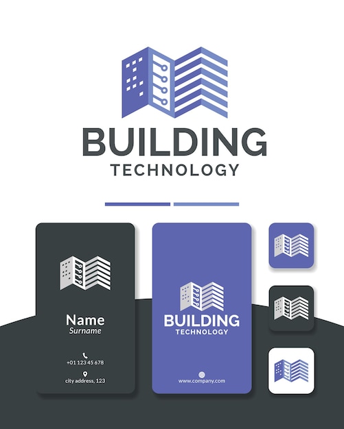 Vecteur bâtiment technologie logo conception ville connecter numérique