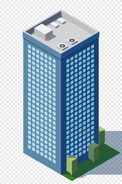 Bâtiment de ville isométrique Bâtiment moderne isométhique Bâtiment gratte-ciel ou bureau d'affaires Illustration vectorielle