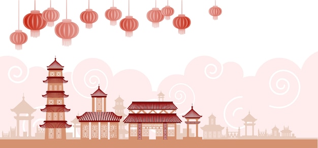 Vecteur bâtiments abstraits traditionnels chinois