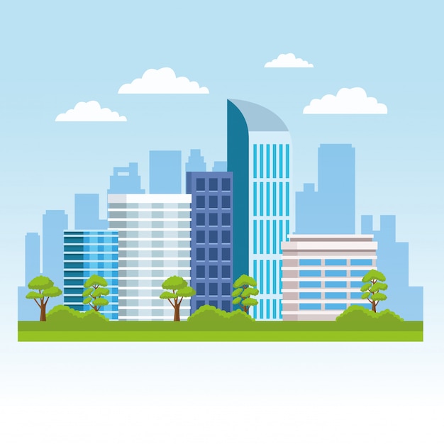 Bâtiments de paysage urbain et paysages naturels