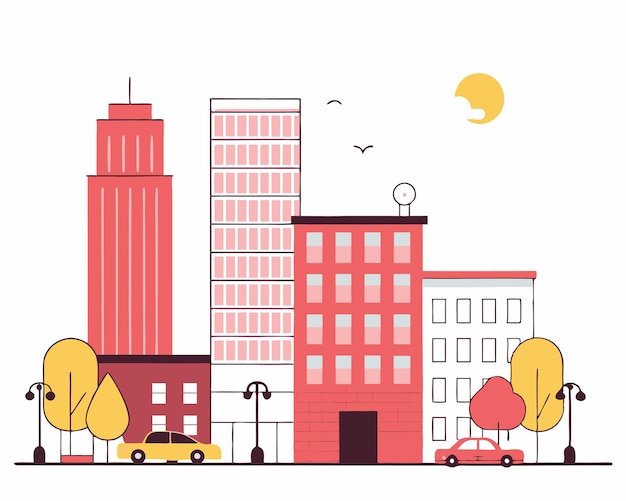 Bâtiments urbains avec illustration de paysage urbain