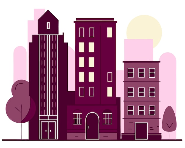 Bâtiments urbains avec illustration de paysage urbain