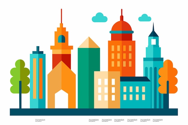 Vecteur bâtiments vectoriels de la ville bâtiments graphiques de l'horizon de la ville