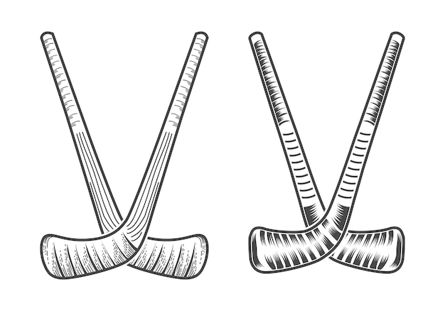 Bâtons De Hockey Paquet Vectoriel Noir Et Blanc