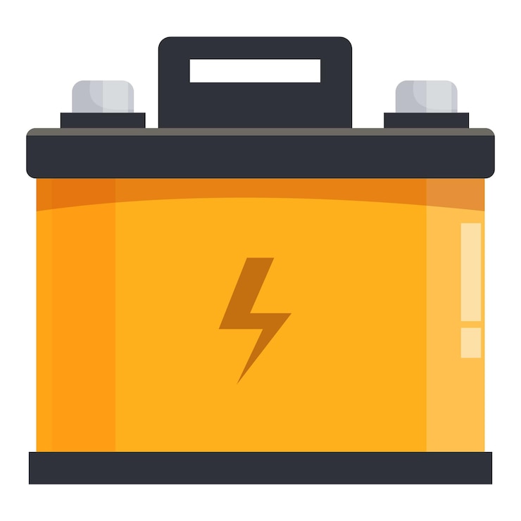 Vecteur batterie jaune de voiture fournissant de l'électricité pour le démarrage du véhicule