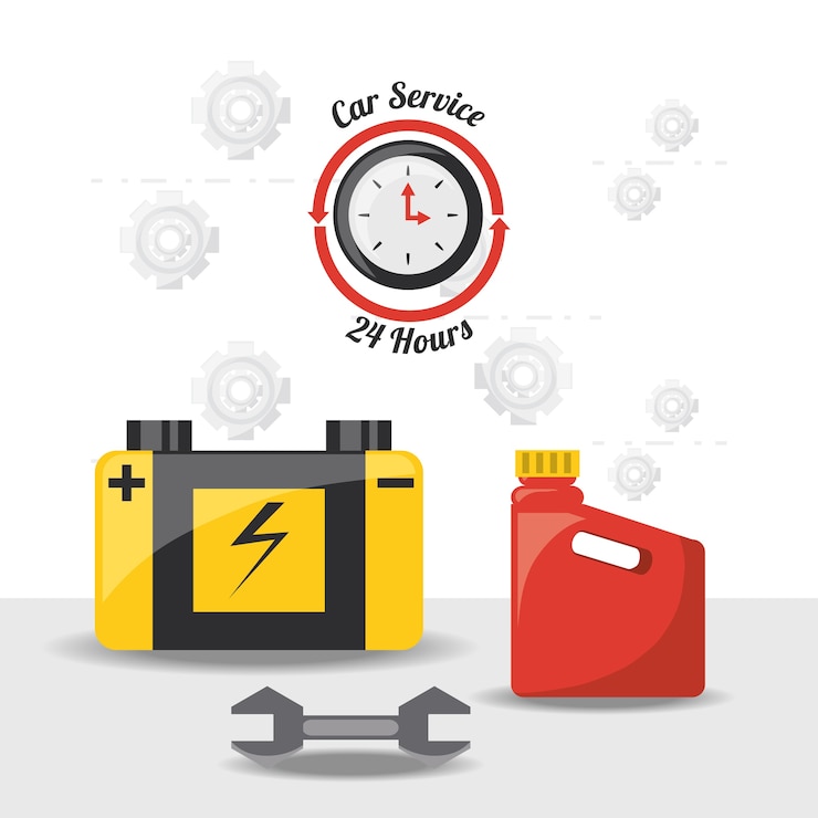 Vecteur batterie de service de voiture et de réparation de machine
