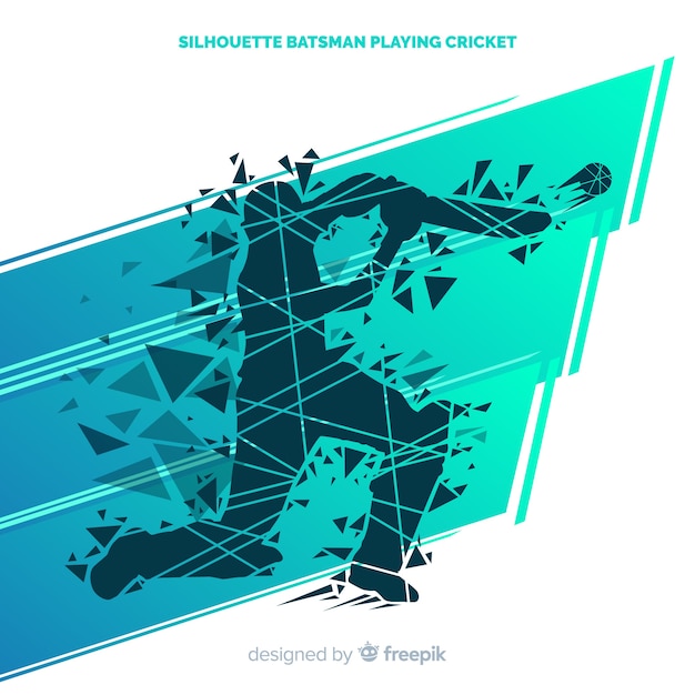 Vecteur batteur silhouette abstraite jouant au cricket