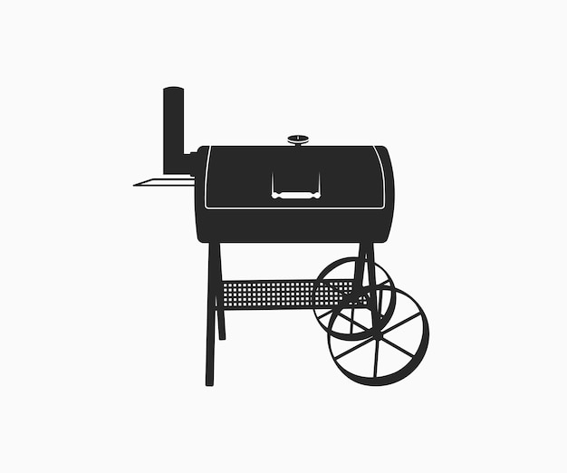 Bbq Charcoal Grill Trolley Silhouette Sur Fond Blanc Barbecue Grill Fumeur Vecteur