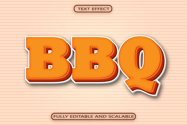 Bbq Effet de texte modifiable Style moderne en relief à 3 dimensions