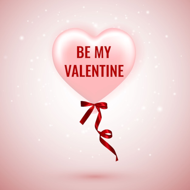 Be My Valentine, Happy Valentines Day, Ballon Rose En Forme De Coeur Avec Ruban