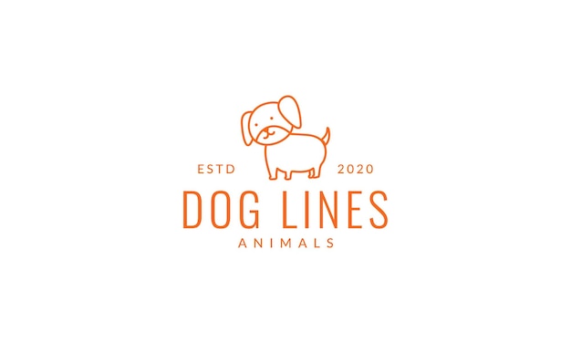 Beagle chien enfants ligne illustration vectorielle de dessin animé mignon logo