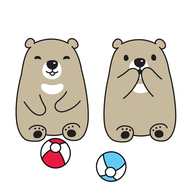 Bear Polar Bear Assis Personnage De Dessin Animé
