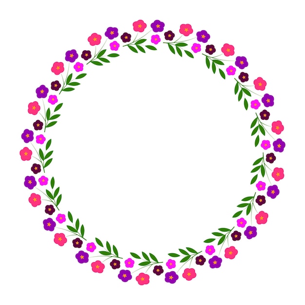 Beau cadre décoratif de fleurs Fleurs roses sur une branche dans un cercle Cadre floral rond pour photo ou texte Illustration vectorielle isolée sur fond transparent