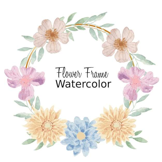 Beau Cadre Floral Aquarelle