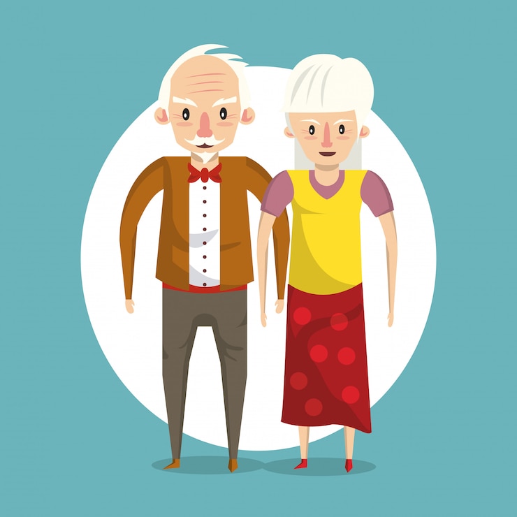 Vecteur beau couple de personnes âgées souriant