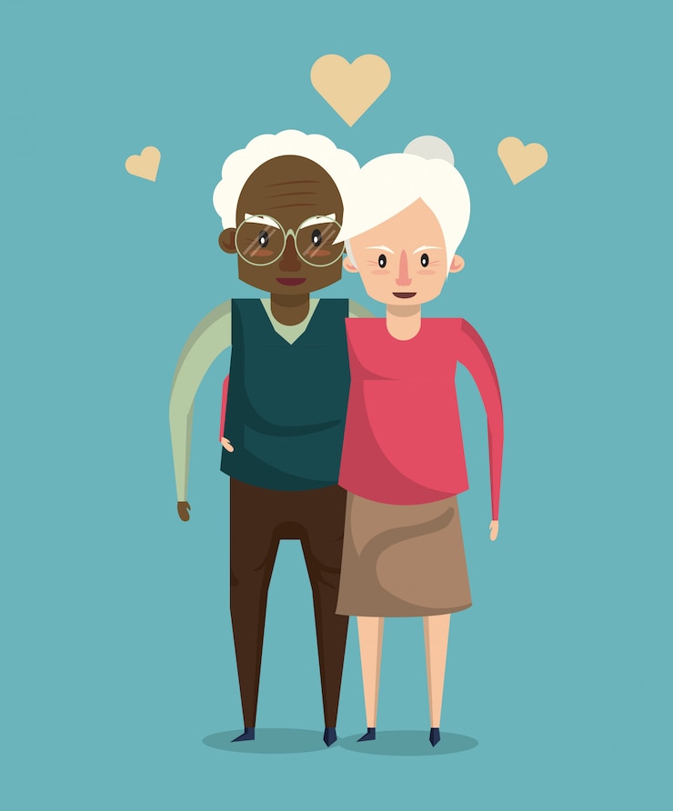 Vecteur beau couple de personnes âgées souriant