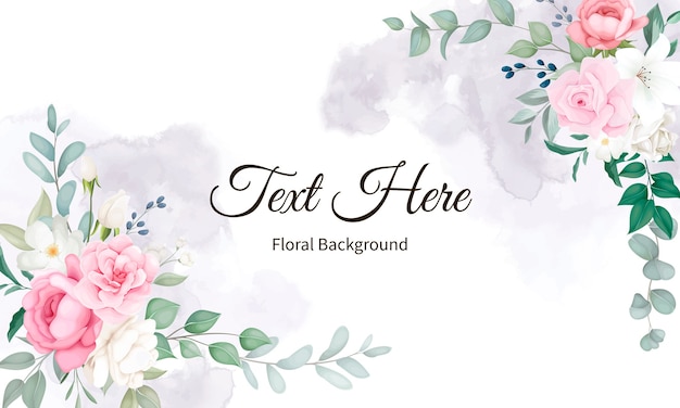 Beau design floral doux et feuilles