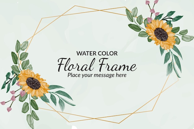 Beau Fond De Cadre Floral Aquarelle Dessiné à La Main Avec Exemple De Modèle De Texte Vecteur gratuit